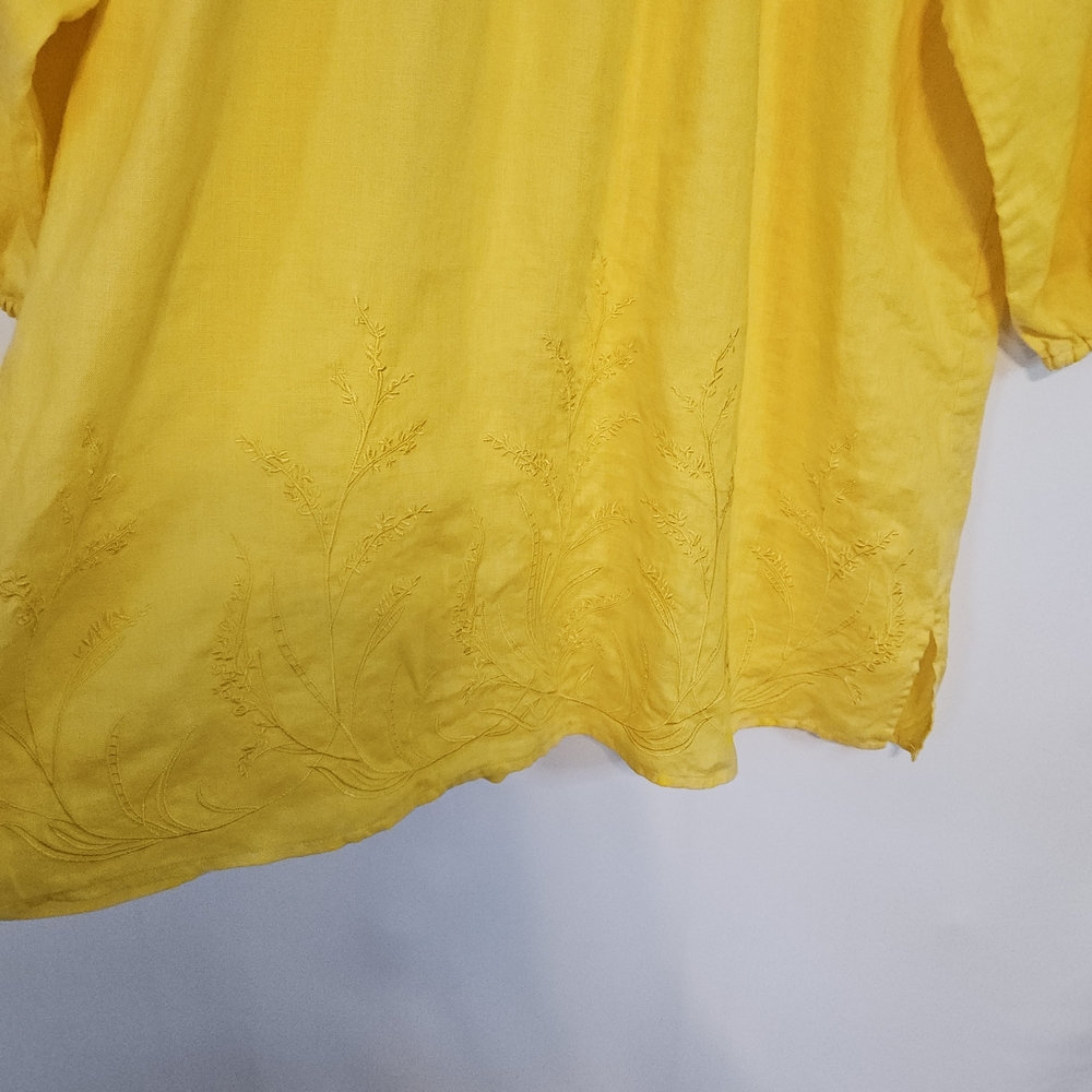 Charter Club Lemon Yellow 100% Linen Blouse - Picture 4 of 11
